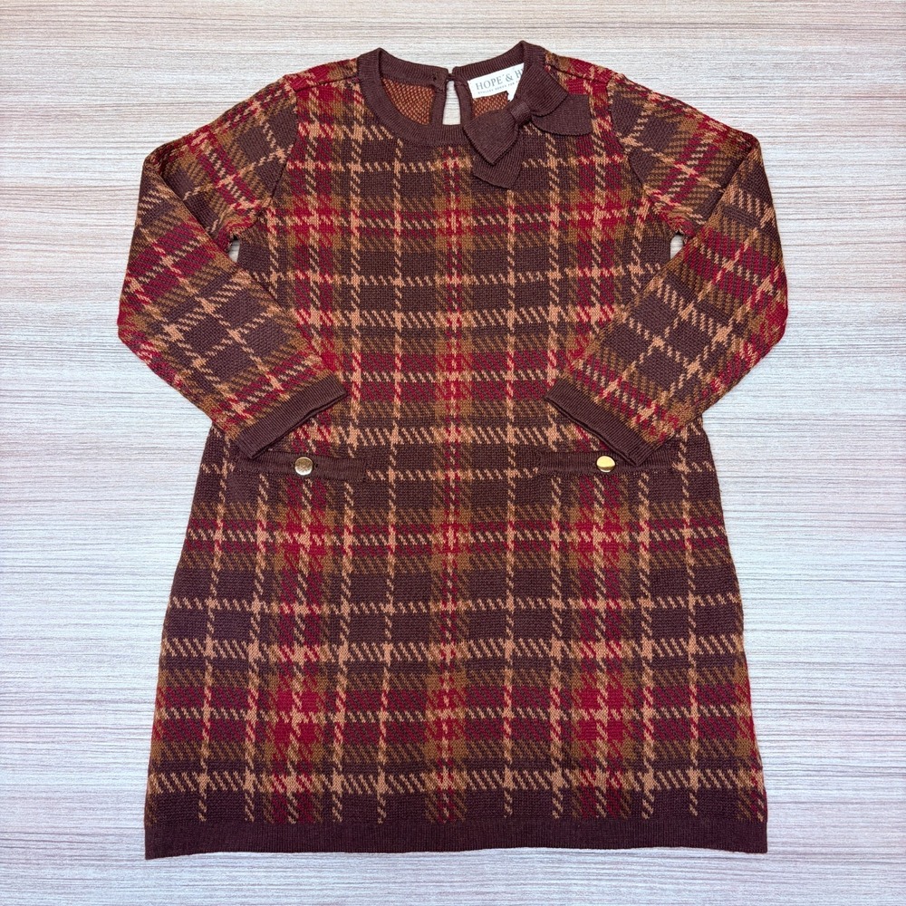 Hope & Henry Baby Organic Cotton Sweater Dress 2T Plaid Preppy Holiday Party